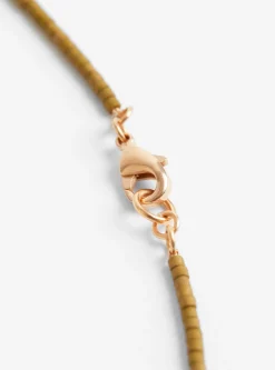 Flat Oval Gold Plated Pendant and Miyuki Chain Olive<Helena Rohner New