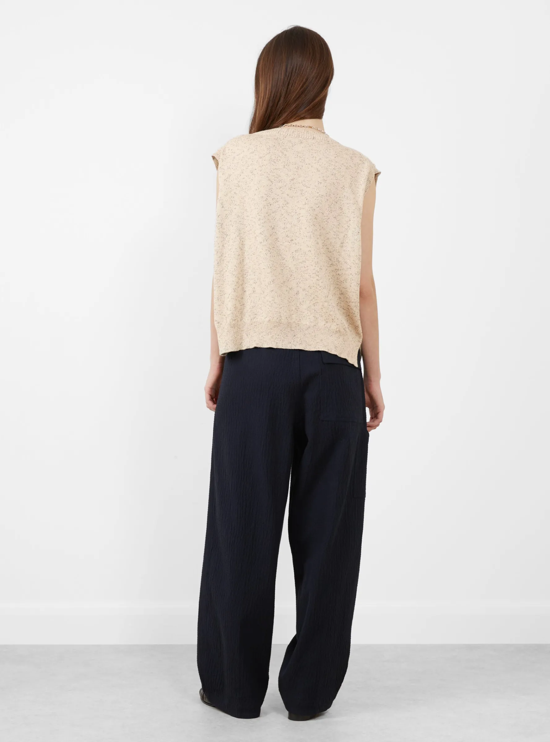 Flecked Cotton Knit Waistcoat Natural<Cordera Best