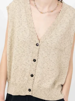 Flecked Cotton Knit Waistcoat Natural<Cordera Best