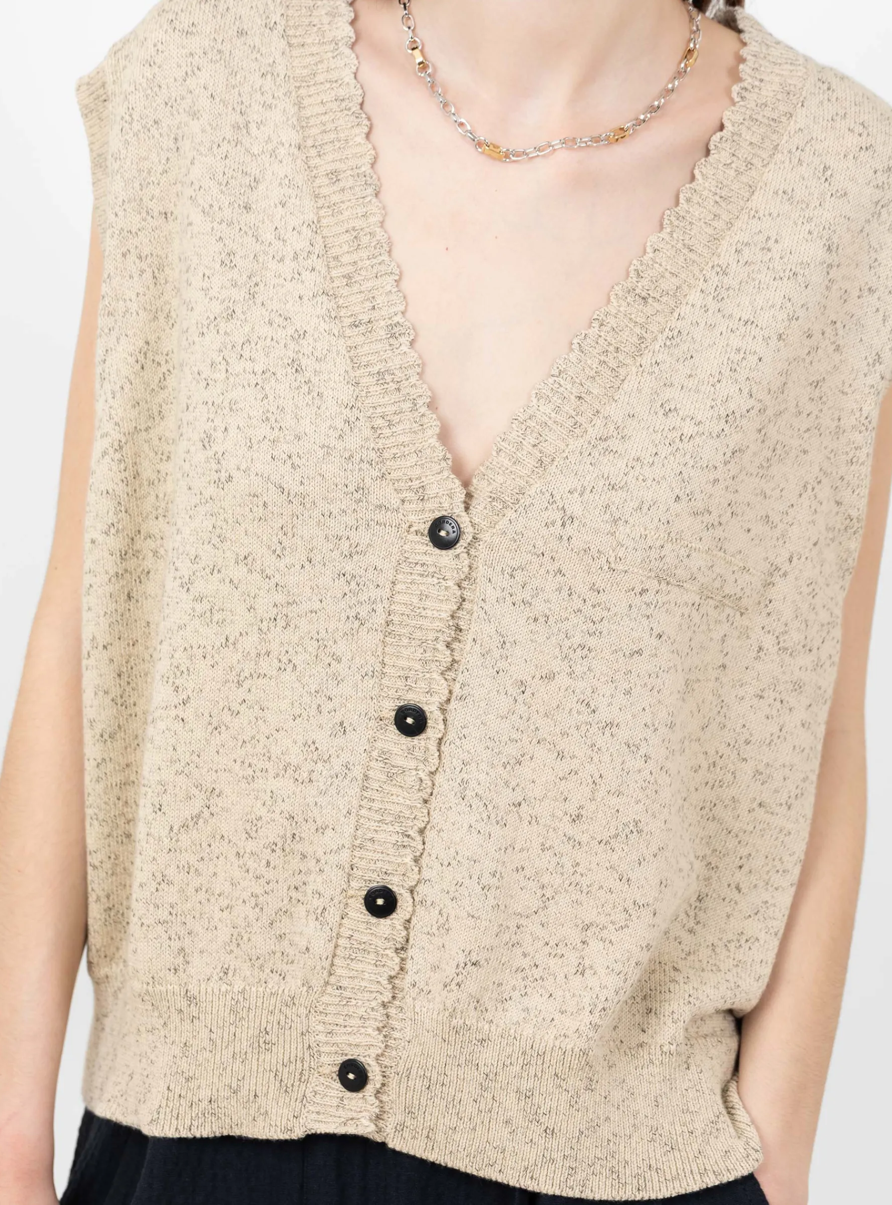 Flecked Cotton Knit Waistcoat Natural<Cordera Best