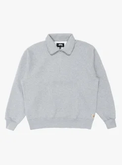 Fleece Raglan Zip Mock Grey Heather<Stüssy Clearance