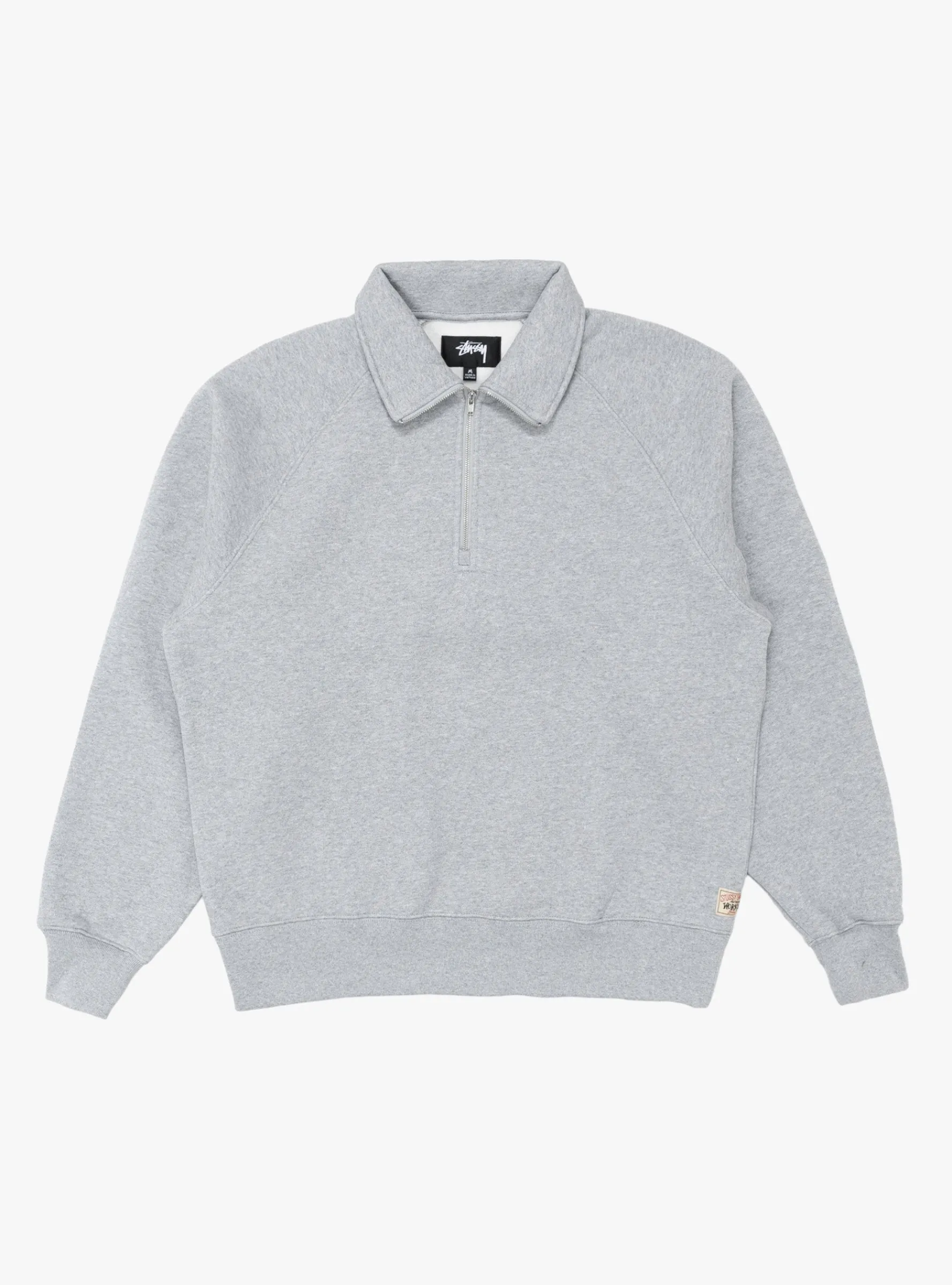 Fleece Raglan Zip Mock Grey Heather<Stüssy Clearance