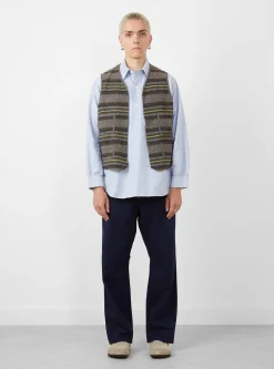 Fleece Vest Trashed Wool Green Stripe<Post O'Alls Hot