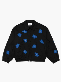 Floral Hand Embroidery Blouson Black<NOMARHYTHM TEXTILE Sale