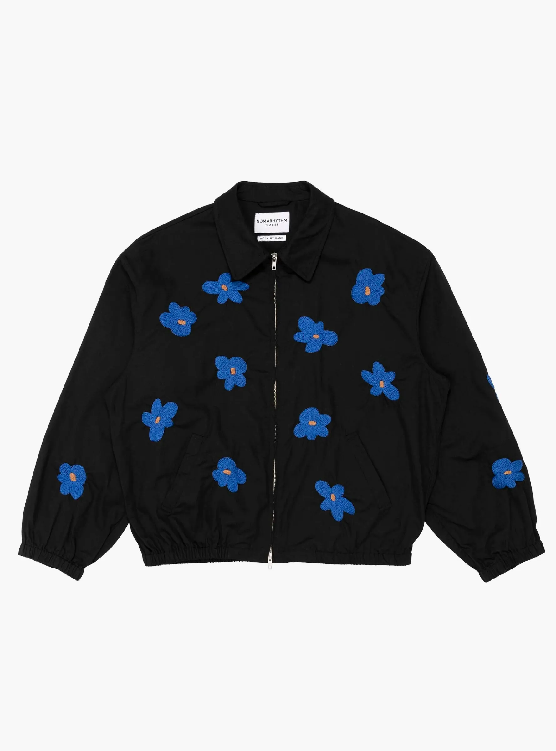 Floral Hand Embroidery Blouson Black<NOMARHYTHM TEXTILE Sale