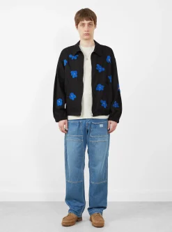 Floral Hand Embroidery Blouson Black<NOMARHYTHM TEXTILE Sale