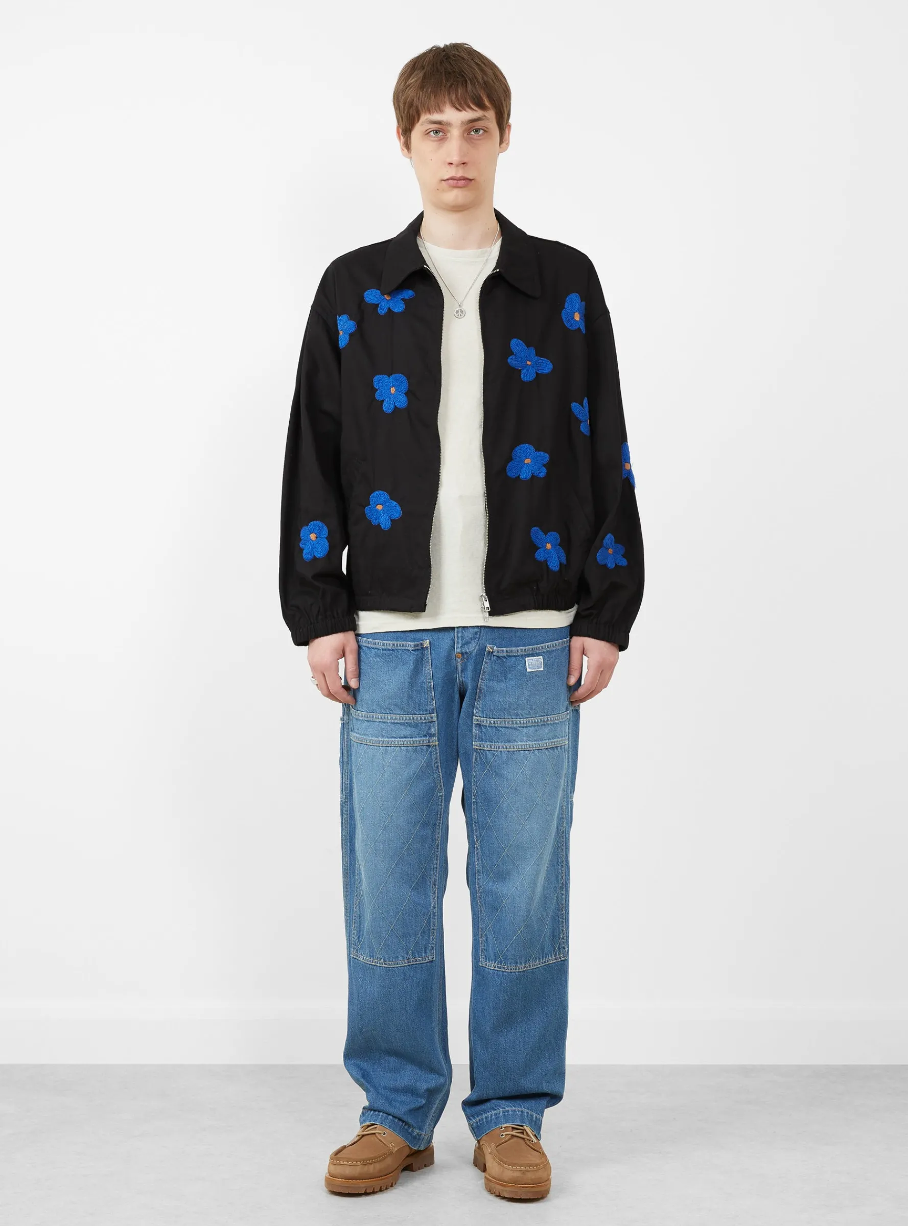 Floral Hand Embroidery Blouson Black<NOMARHYTHM TEXTILE Sale