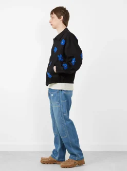 Floral Hand Embroidery Blouson Black<NOMARHYTHM TEXTILE Sale