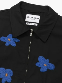 Floral Hand Embroidery Blouson Black<NOMARHYTHM TEXTILE Sale