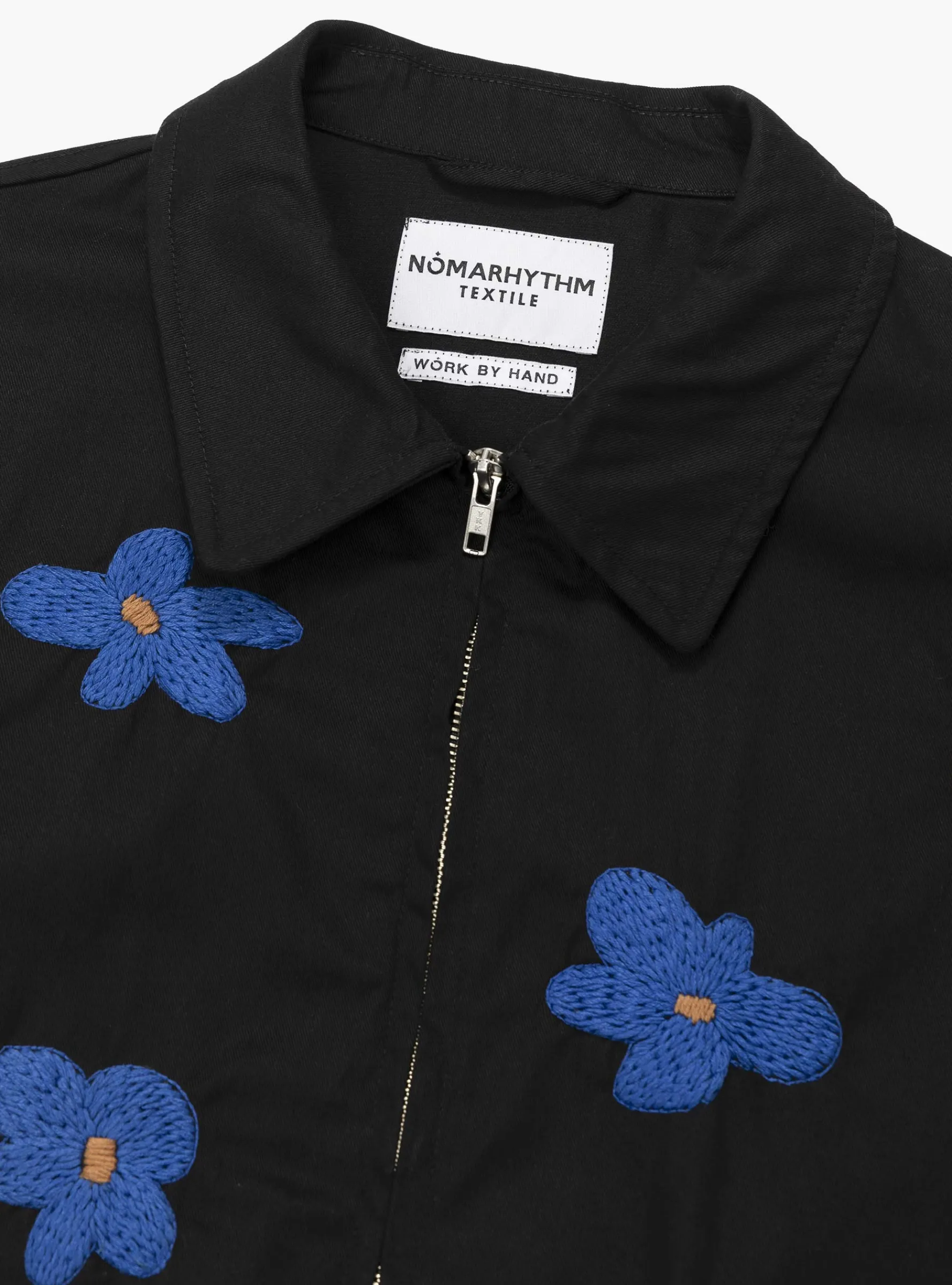 Floral Hand Embroidery Blouson Black<NOMARHYTHM TEXTILE Sale