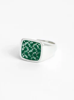 Floral Signet Ring Silver<Maple Hot