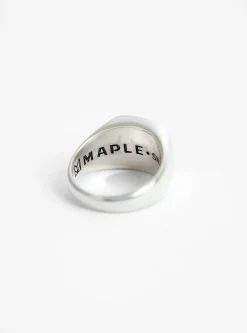 Floral Signet Ring Silver<Maple Hot