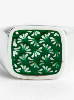 Floral Signet Ring Silver<Maple Hot