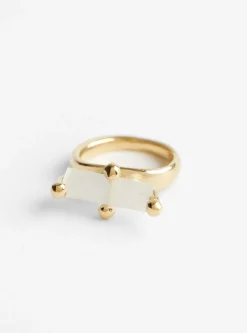 Frosted White Ring Gold Vintage Glass<BEATRIZ PALACIOS Best