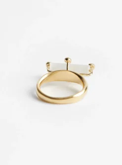 Frosted White Ring Gold Vintage Glass<BEATRIZ PALACIOS Best