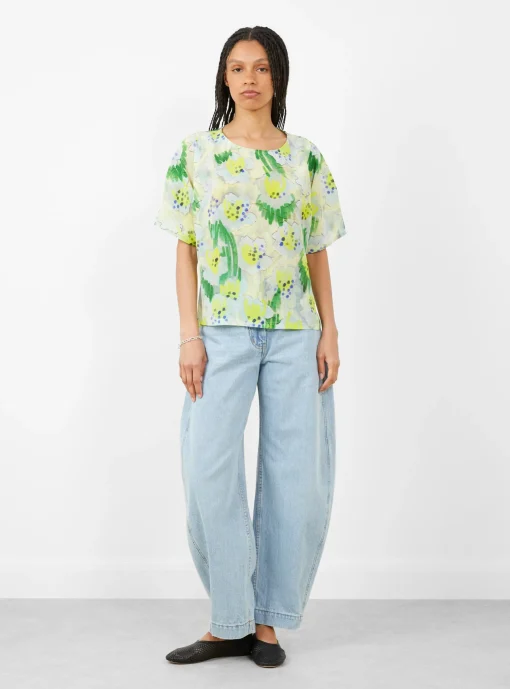 Frown Silk Blouse Spraycan White Green<Henrik Vibskov Hot