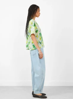 Frown Silk Blouse Spraycan White Green<Henrik Vibskov Hot