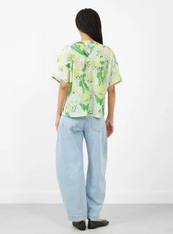 Frown Silk Blouse Spraycan White Green<Henrik Vibskov Hot