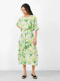 Frown Silk Dress Spraycan White Green<Henrik Vibskov Clearance