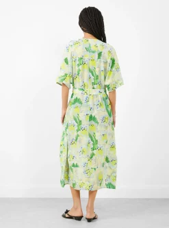 Frown Silk Dress Spraycan White Green<Henrik Vibskov Clearance