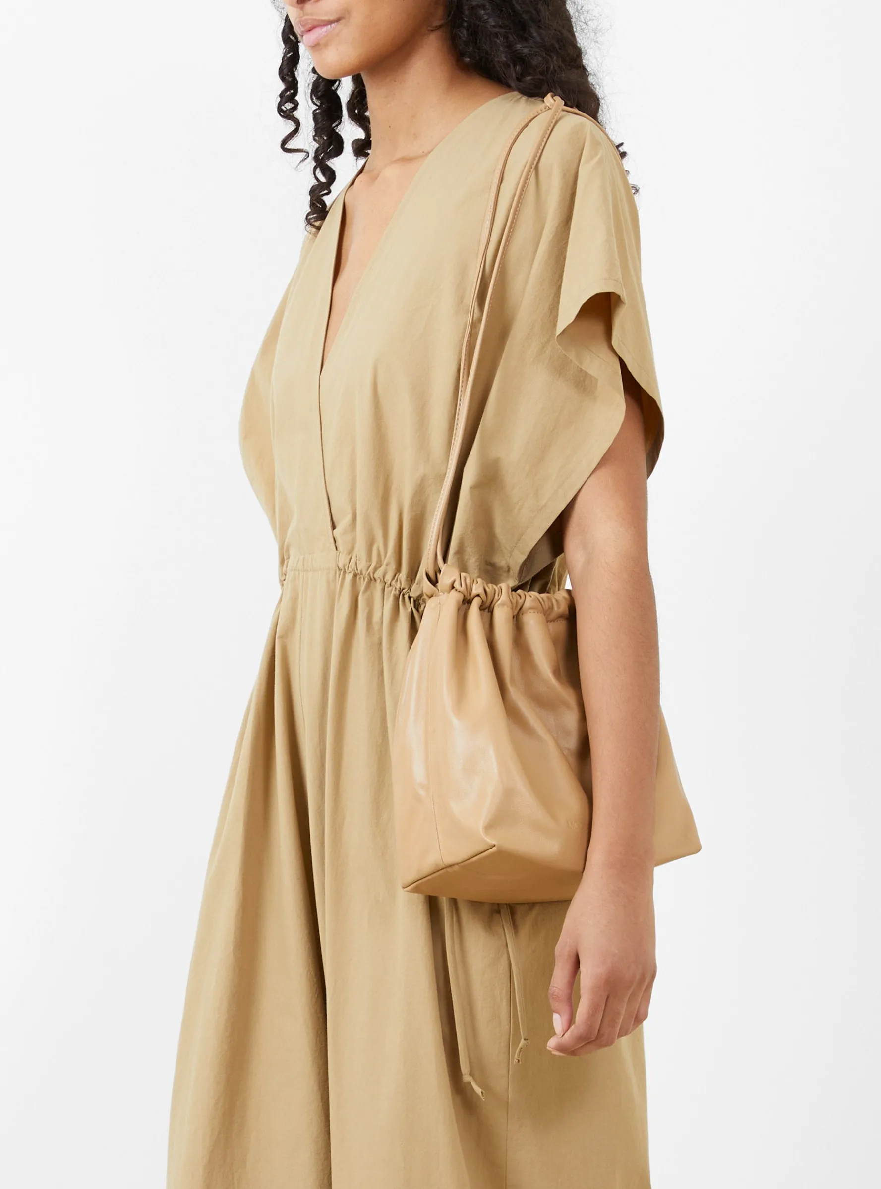 Gathered Square Bucket Bag Tan<Modern Weaving Discount