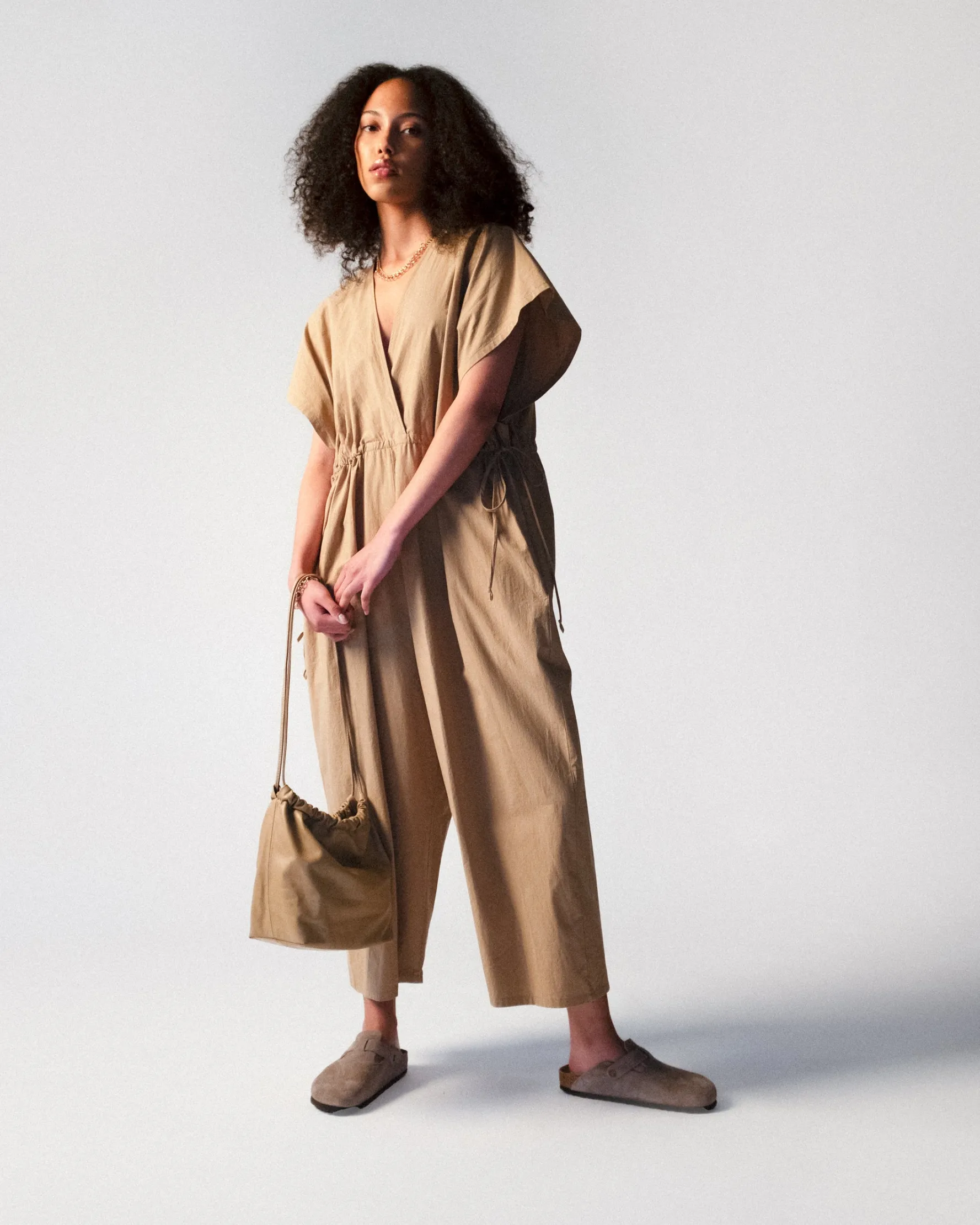 Gathered Square Bucket Bag Tan<Modern Weaving Discount