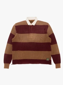 5G Cotton Knit Rugger Shirt Brown and Red<Kapital Online
