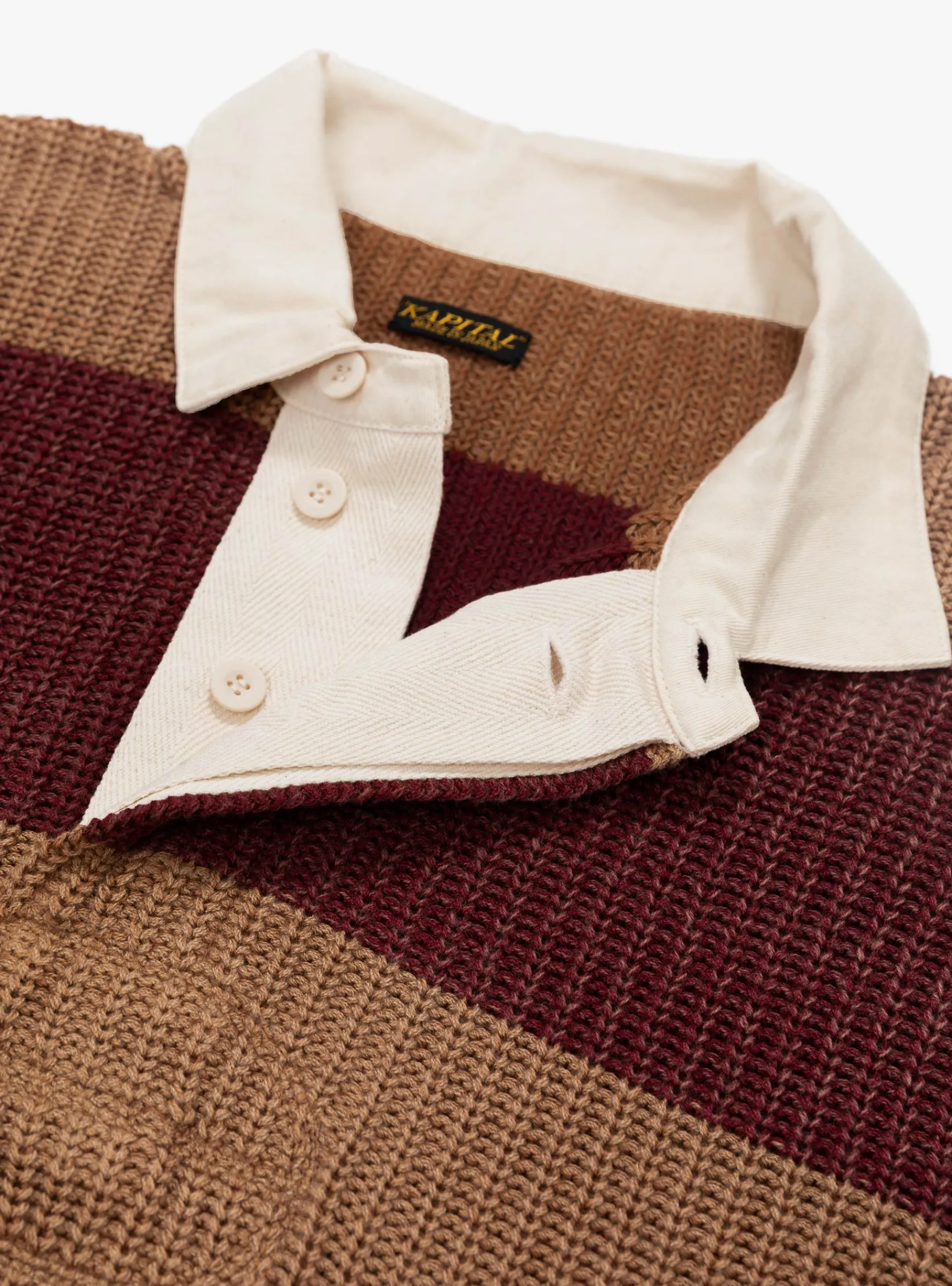 5G Cotton Knit Rugger Shirt Brown and Red<Kapital Online