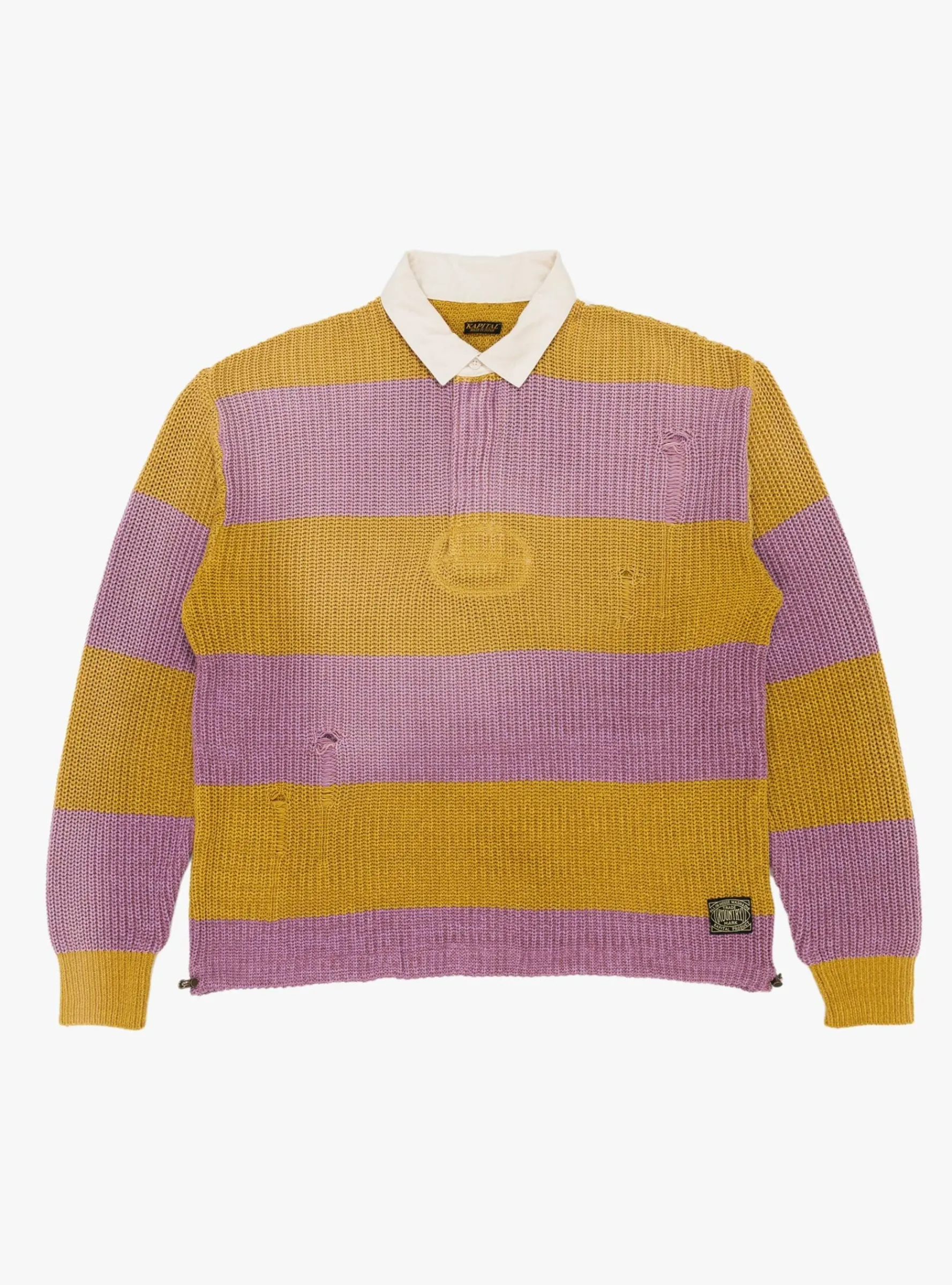 5G Cotton Knit Rugger Shirt Yellow and Pink<Kapital New