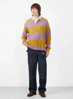 5G Cotton Knit Rugger Shirt Yellow and Pink<Kapital New