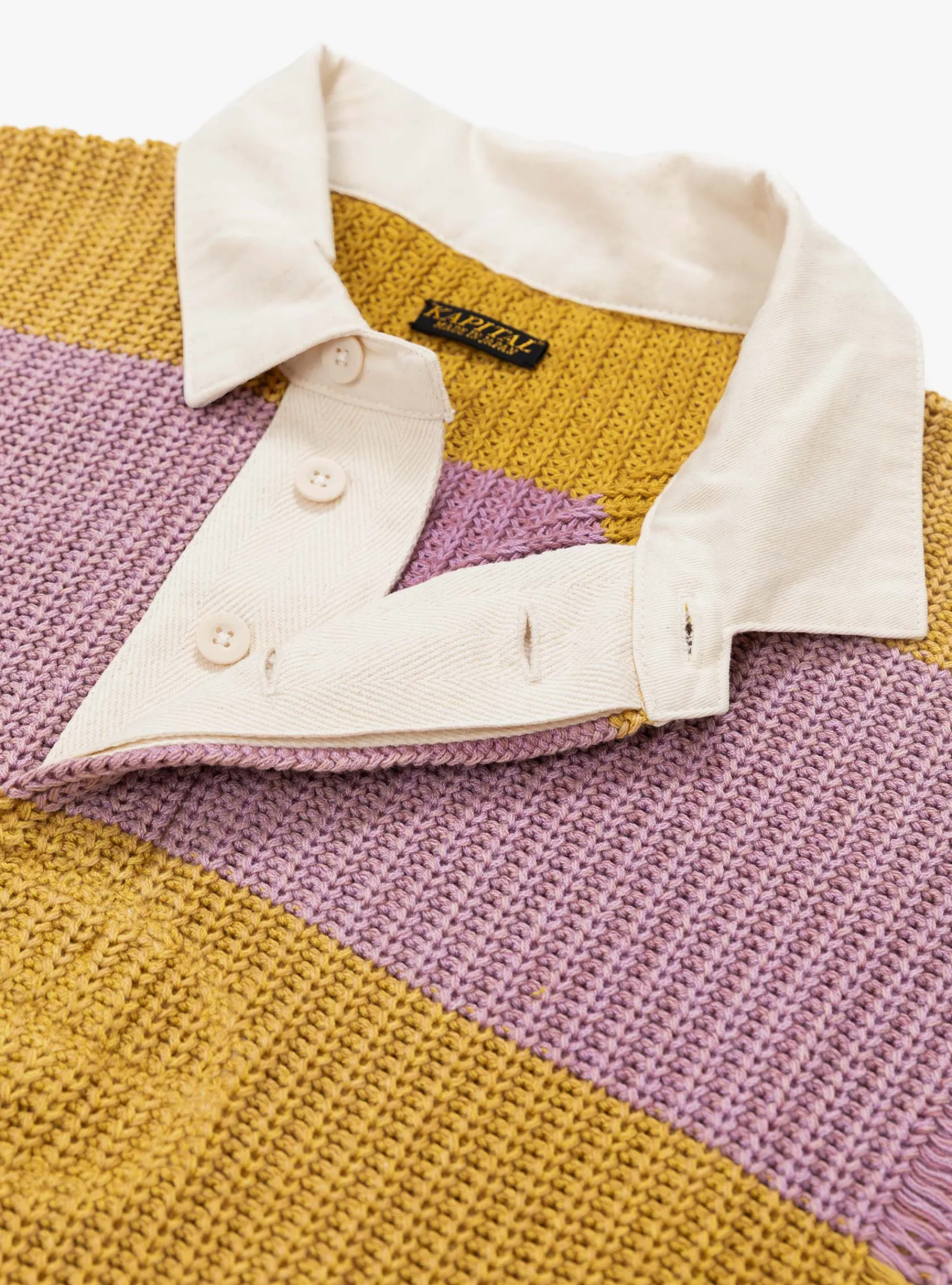 5G Cotton Knit Rugger Shirt Yellow and Pink<Kapital New