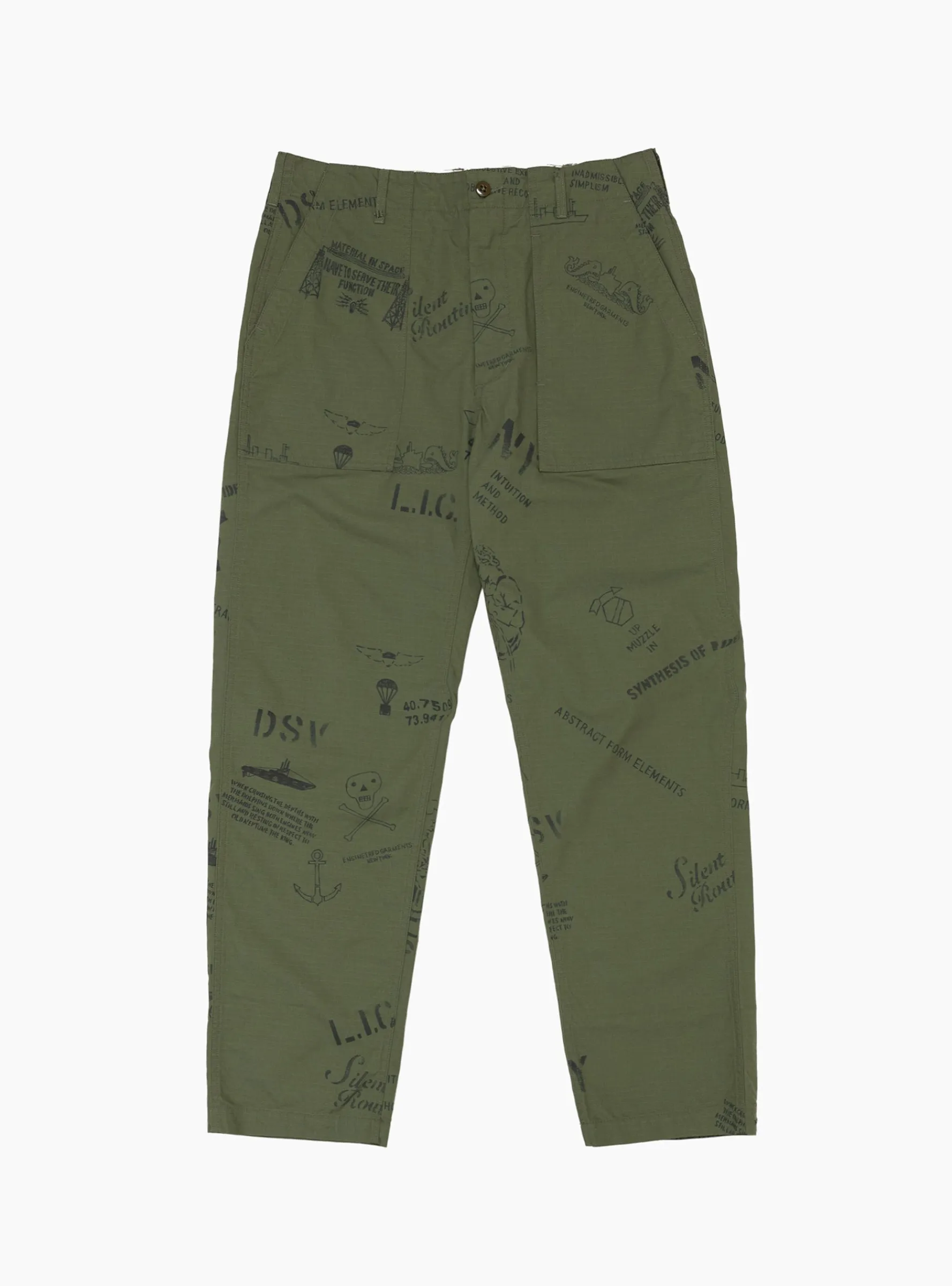 Graffiti Print Fatigue Pant Olive<Engineered Garments Sale