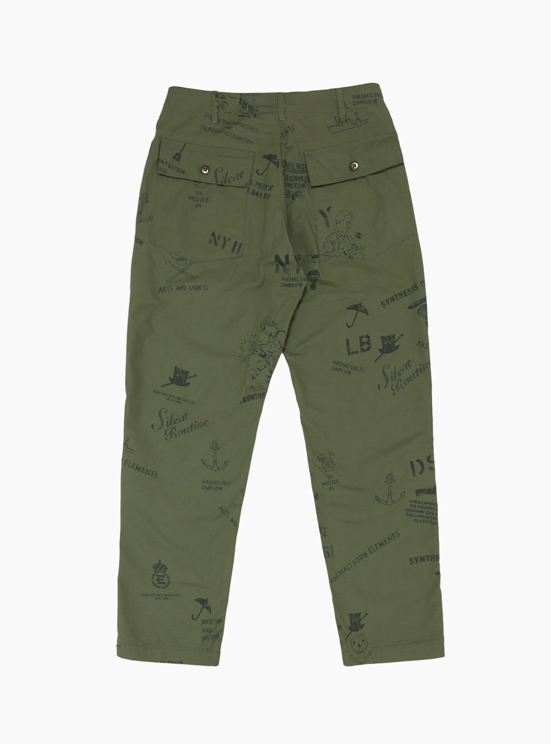 Graffiti Print Fatigue Pant Olive<Engineered Garments Sale