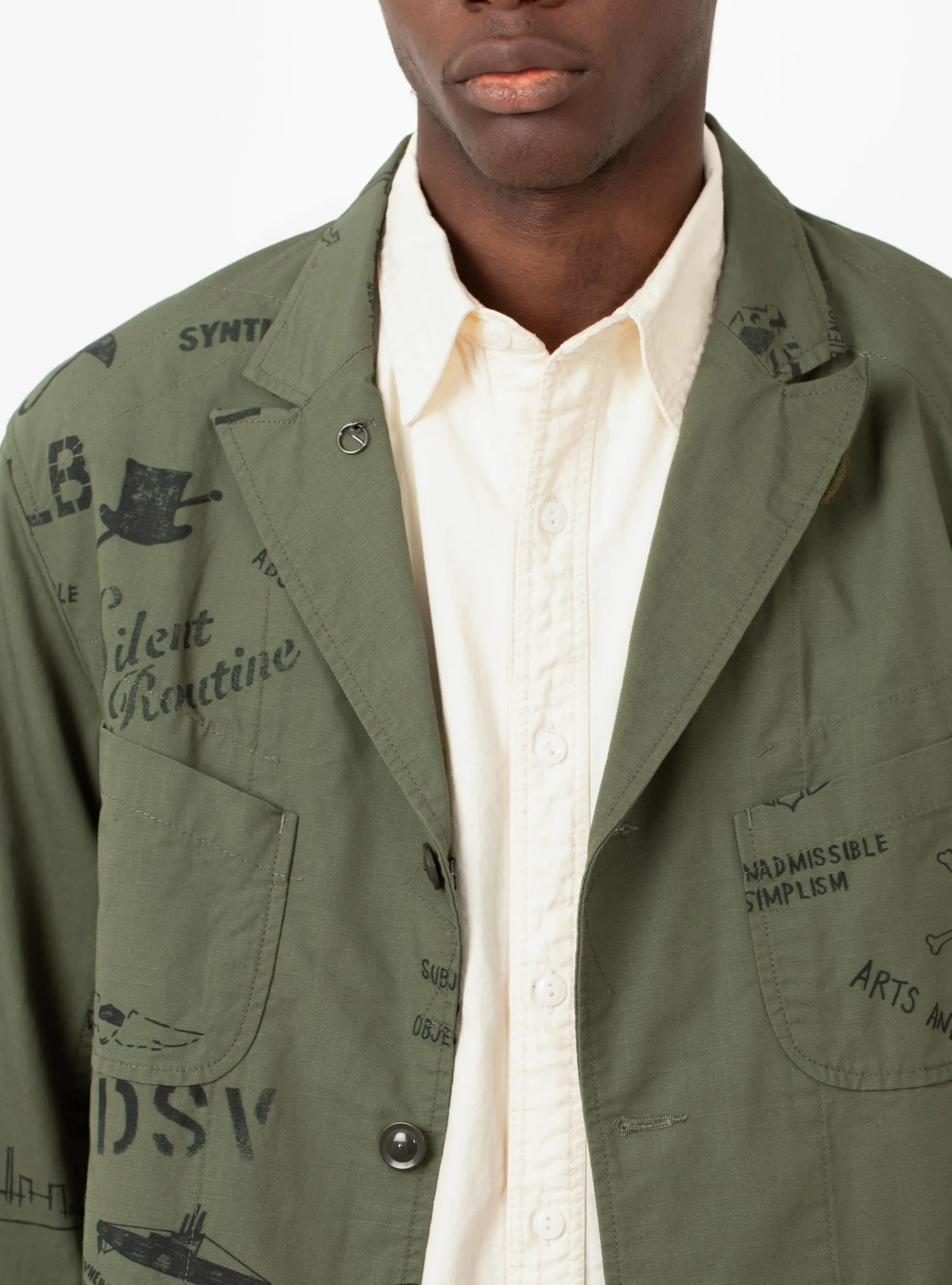 Graffiti Print Ripstop Jacket Olive<Engineered Garments Fashion