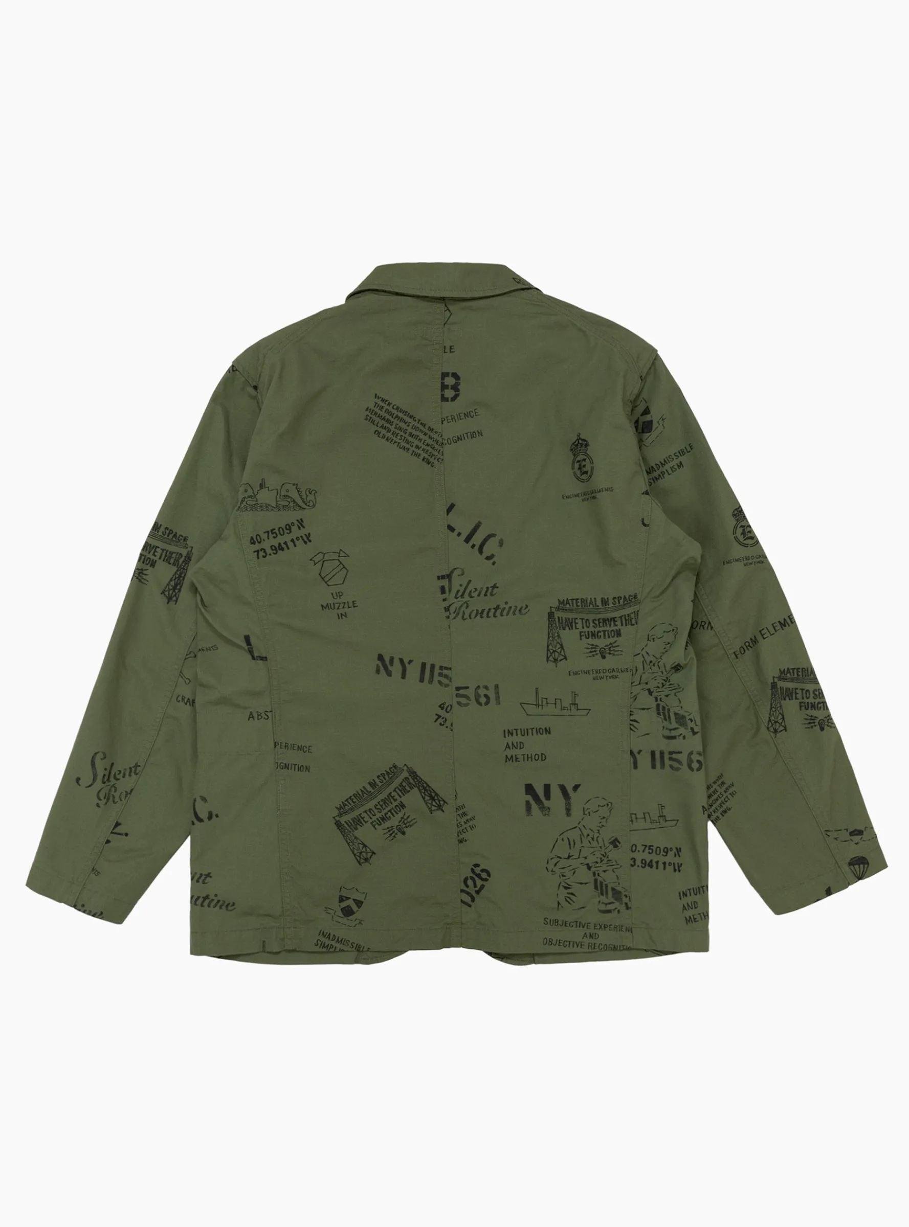 Graffiti Print Ripstop Jacket Olive<Engineered Garments Fashion