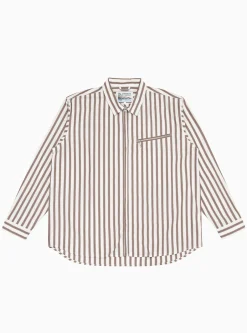 Grande Zip Shirt Brick Stripe<Garbstore Sale