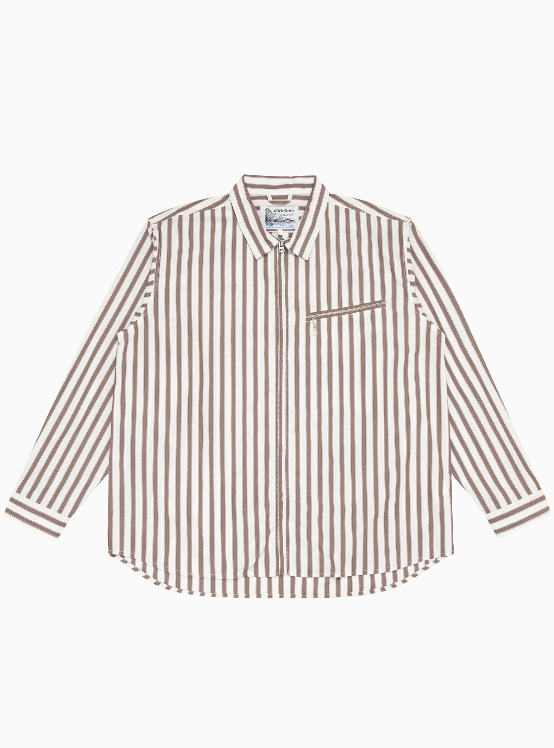 Grande Zip Shirt Brick Stripe<Garbstore Sale