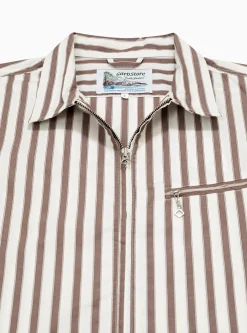 Grande Zip Shirt Brick Stripe<Garbstore Sale
