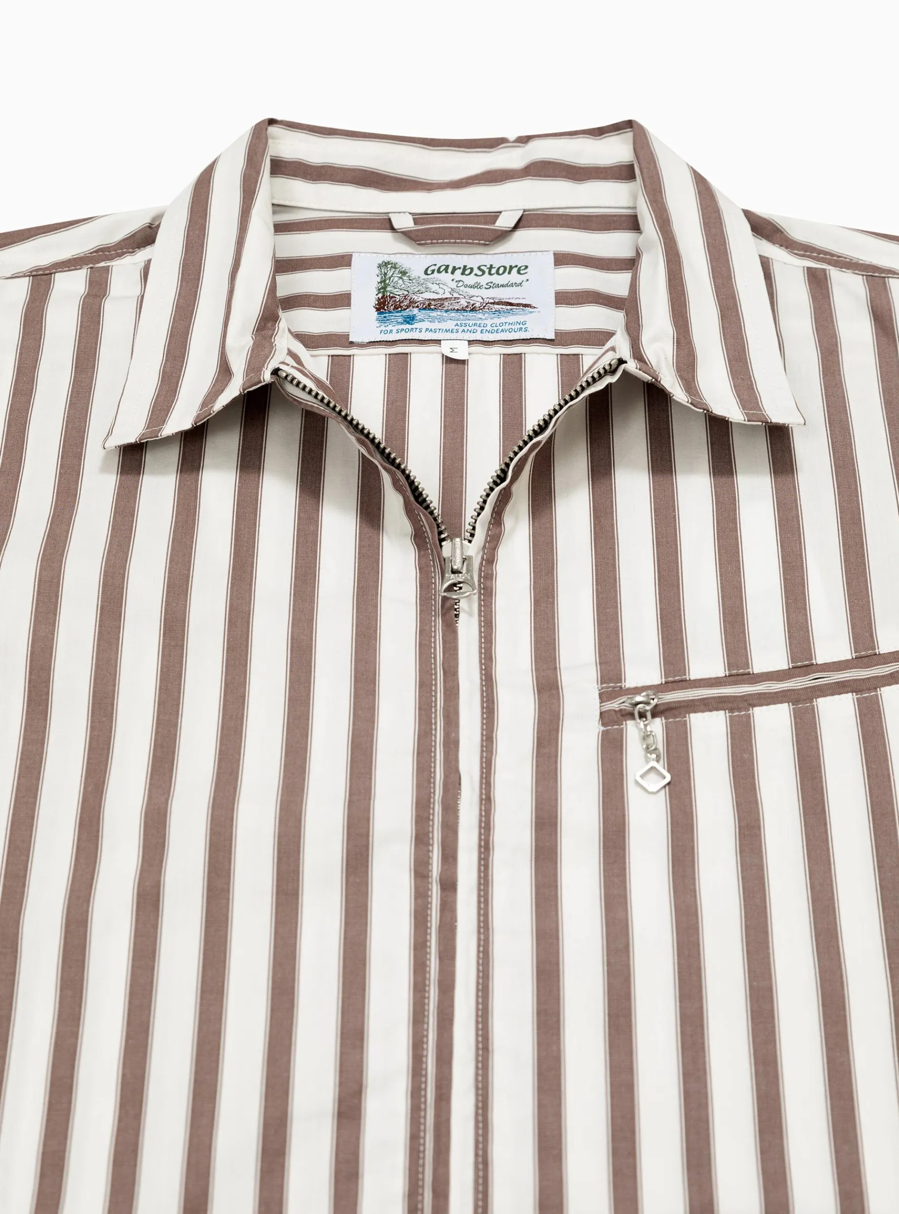 Grande Zip Shirt Brick Stripe<Garbstore Sale