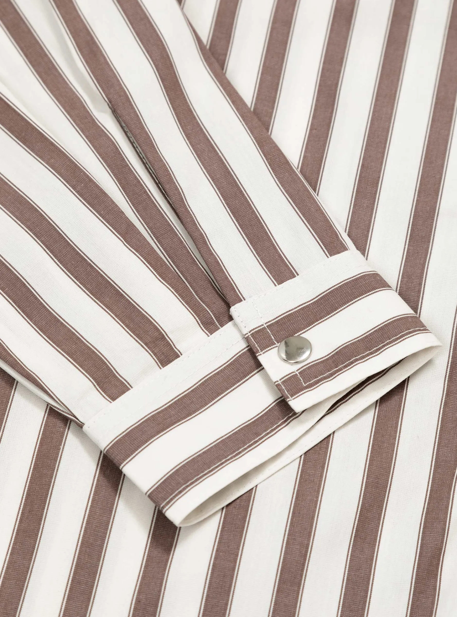 Grande Zip Shirt Brick Stripe<Garbstore Sale