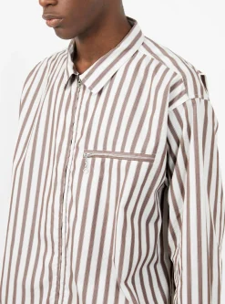 Grande Zip Shirt Brick Stripe<Garbstore Sale