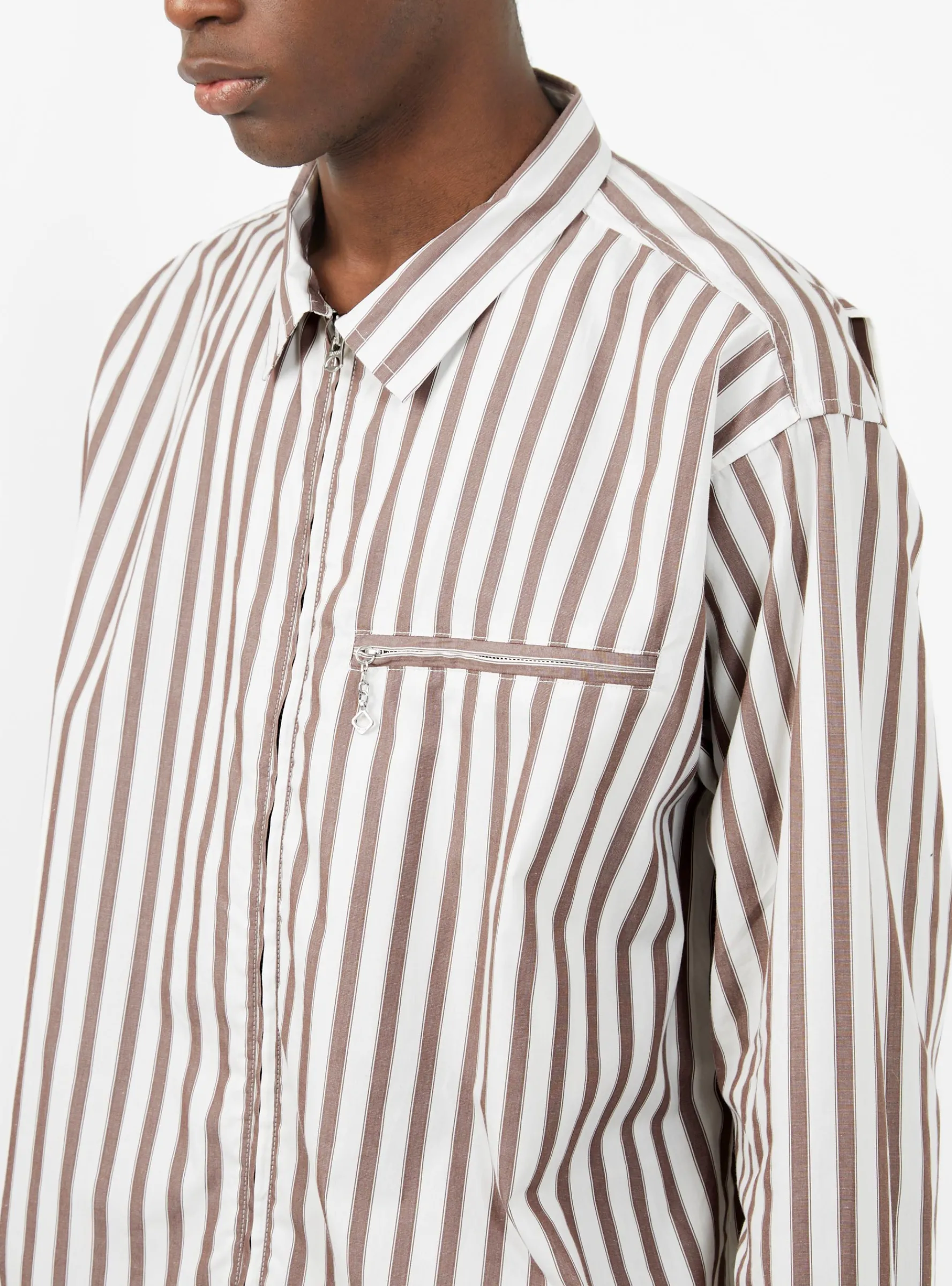 Grande Zip Shirt Brick Stripe<Garbstore Sale