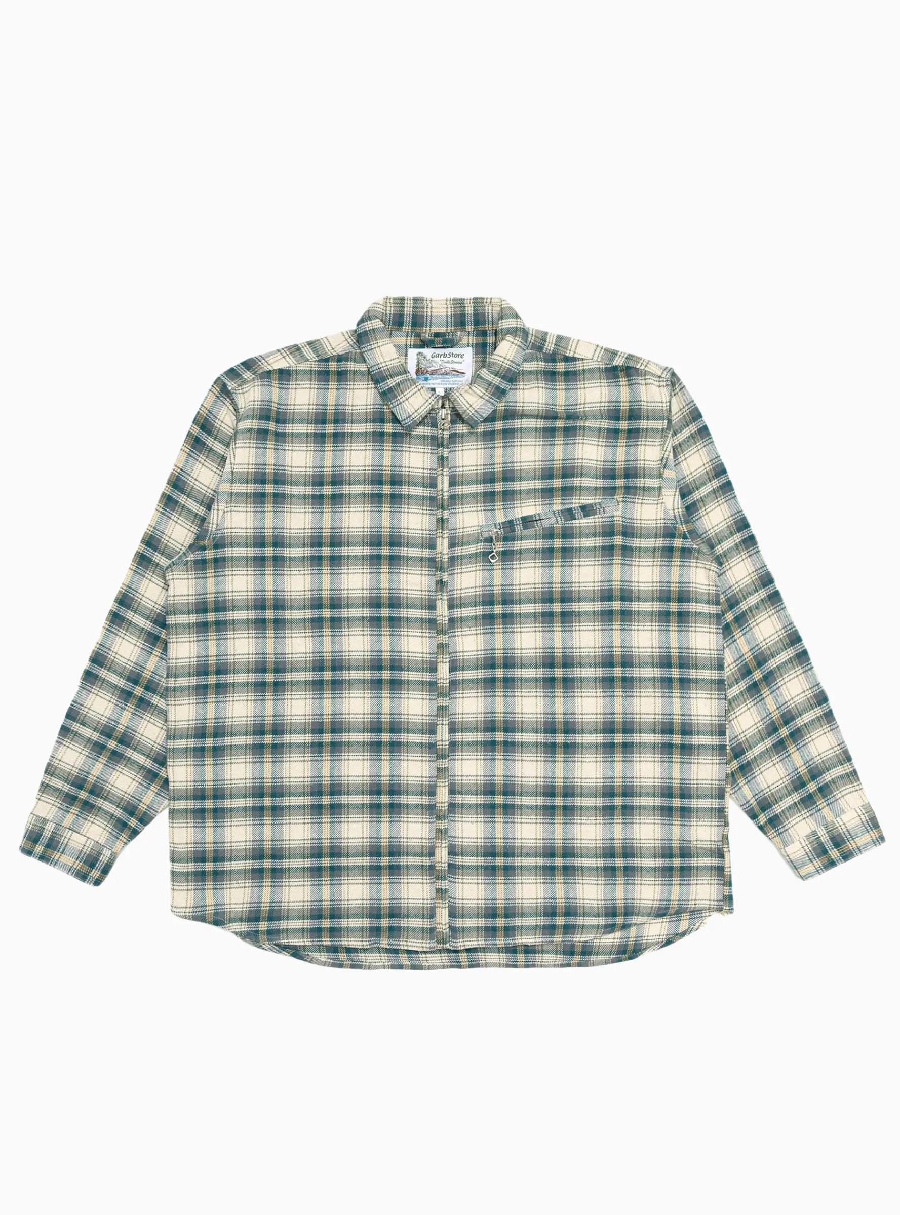 Grande Zip Shirt Ecru Check<Garbstore Hot