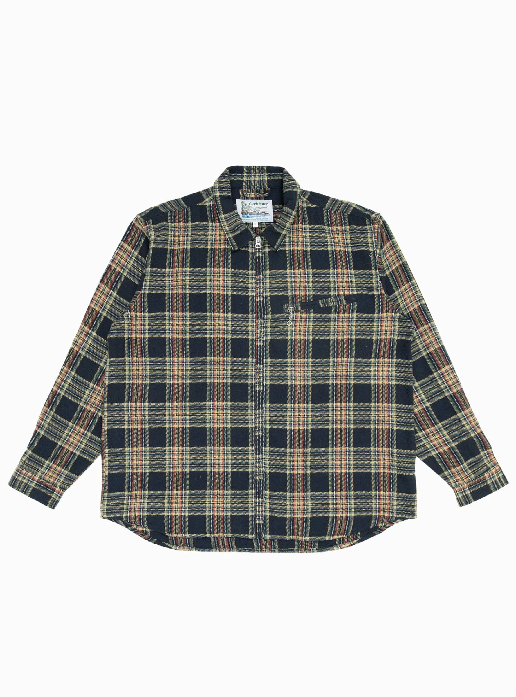 Grande Zip Shirt Midnight Blue Check<Garbstore Hot
