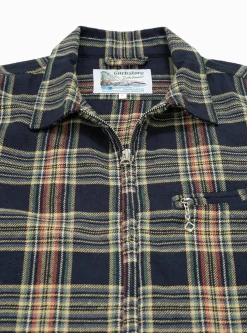 Grande Zip Shirt Midnight Blue Check<Garbstore Hot