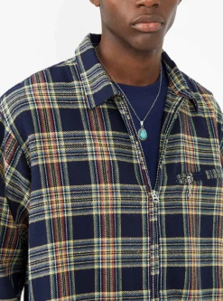 Grande Zip Shirt Midnight Blue Check<Garbstore Hot