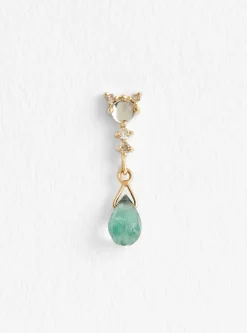 Green Tourmaline, Moonstone and Diamond Earring<Celine Daoust Fashion