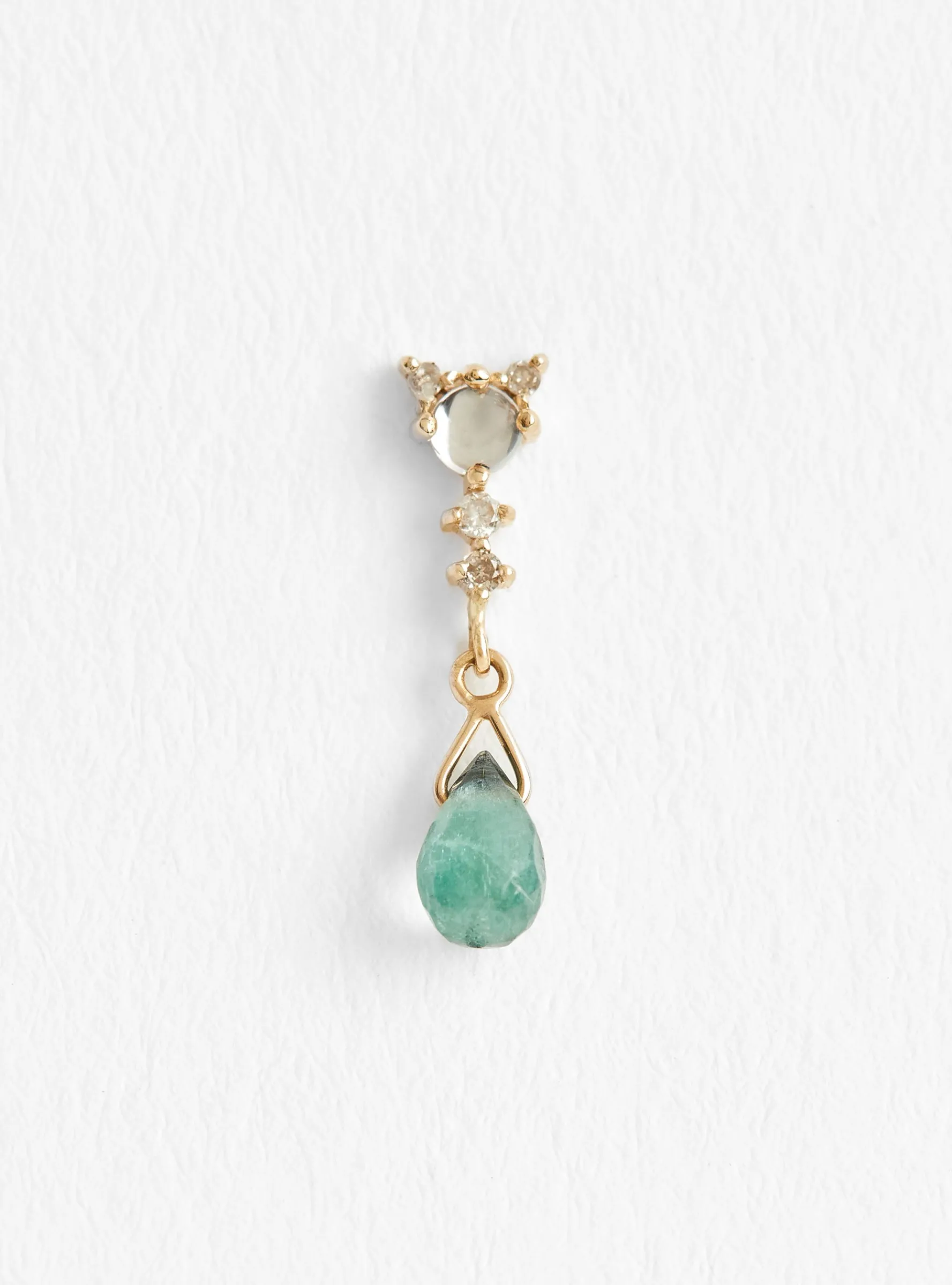 Green Tourmaline, Moonstone and Diamond Earring<Celine Daoust Fashion