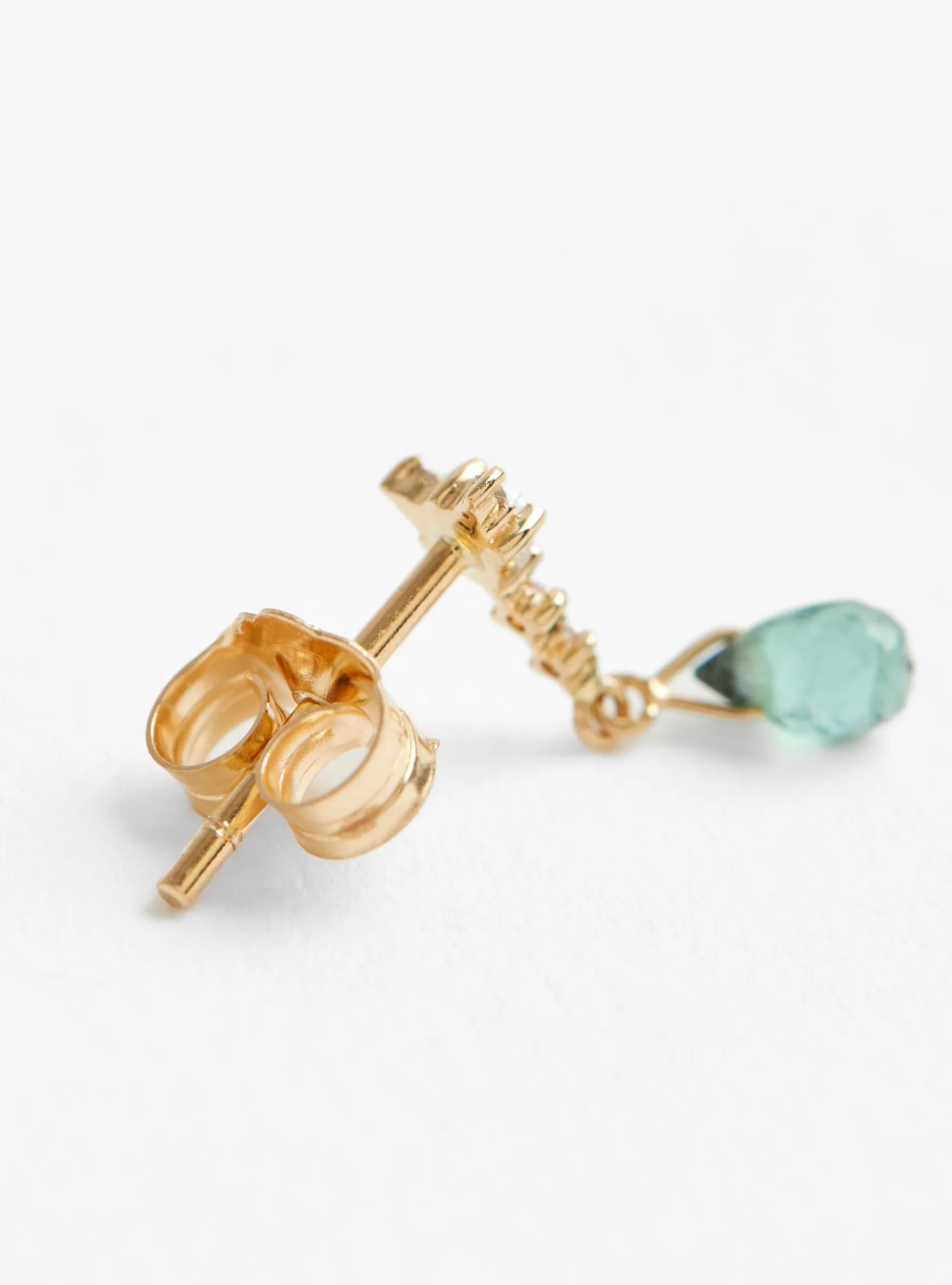 Green Tourmaline, Moonstone and Diamond Earring<Celine Daoust Fashion