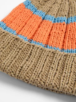 Hand Knit Beanie Beige & Orange<Sublime Online